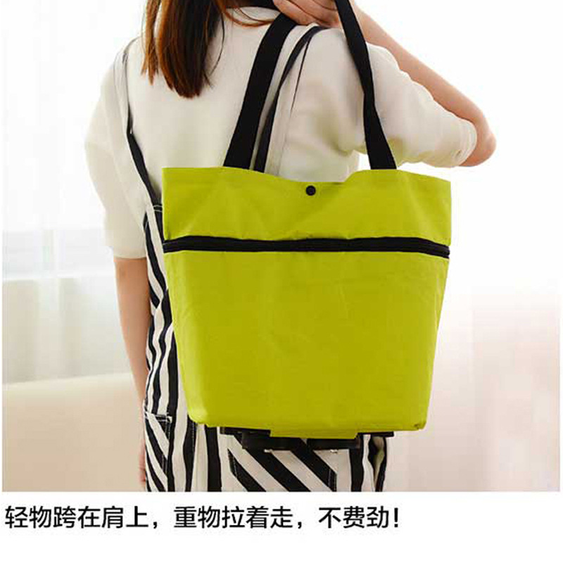 T plegable Portátil Bolsa de compras Oxford bolsa de tela de gran capacidad supermercado conveniente carrito de compras