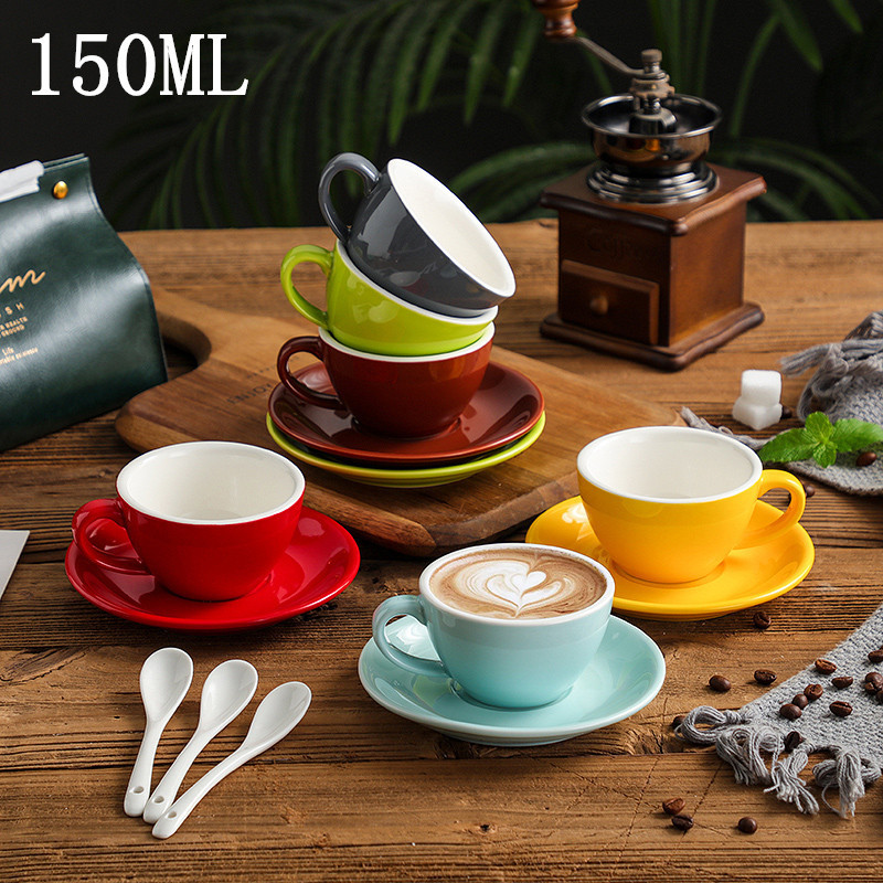 150ml Cappuccino Coffee Cup, Latte Cup, Latte Art Cup, Tea Cup, Colored Glaze Logo, Thickened Colored Glaze Water Cup, Portable