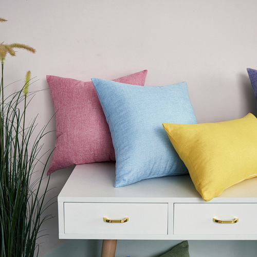 Cross-border supply of solid color imitation linen pillowcases, Nordic cotton and linen style sofa pillows and lumbar support, one piece customized