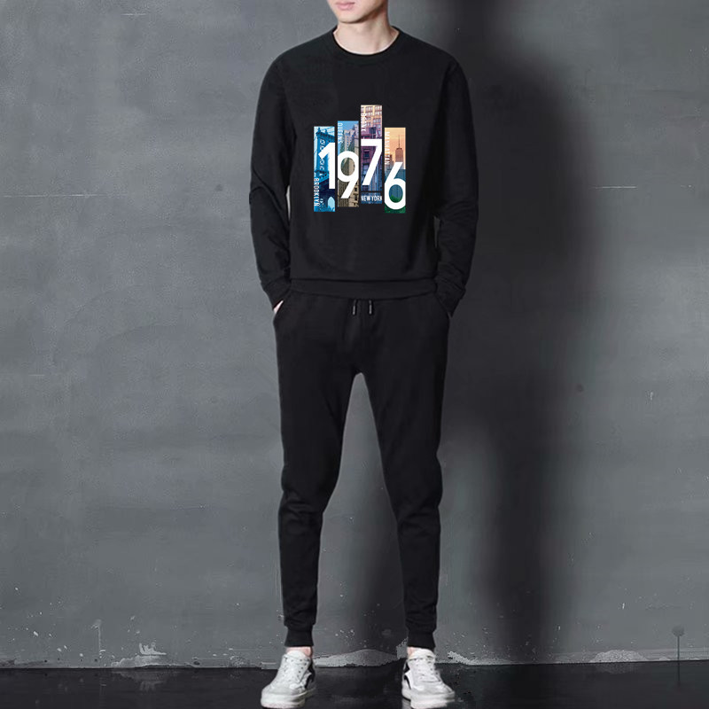 Traje casual delgado para hombre, estilo coreano, primavera y otoño, top de manga larga con estampado personalizado, nuevo estilo 2025