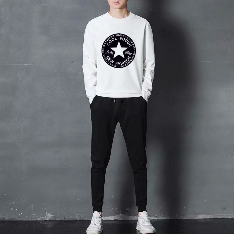 Traje casual delgado para hombre, estilo coreano, primavera y otoño, top de manga larga con estampado personalizado, nuevo estilo 2025