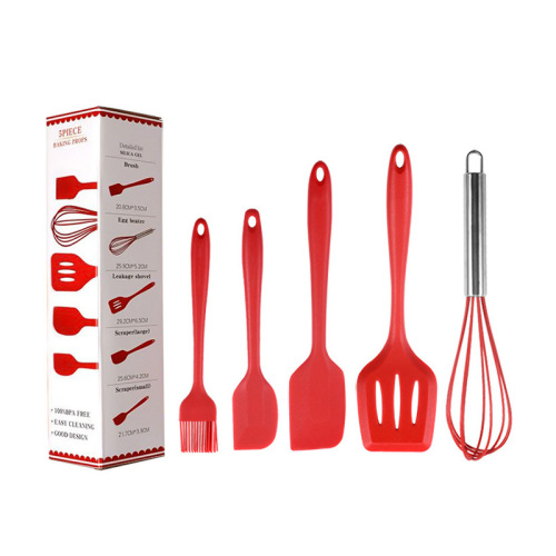 Silicone spatula scraper brush egg beater silicone kitchen utensils 5-piece kitchen utensil set kitchen cooking utensils