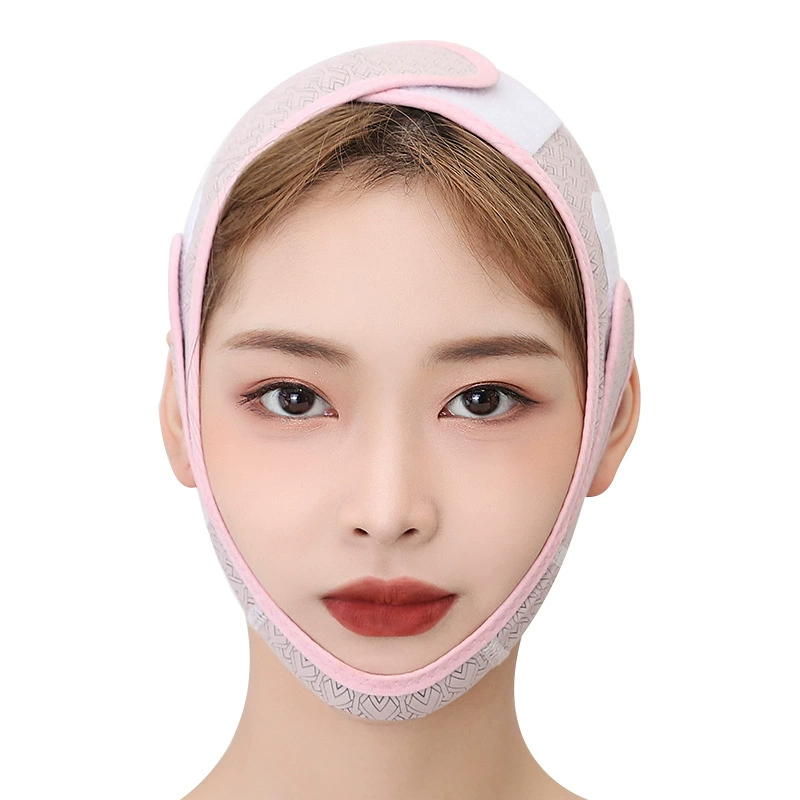 Face lifting elastic bandage, V‑face chin strap, sleep‑mask feature, adjustable, purple