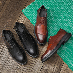 Japanese retro distressed lace-up casual leather shoes for men British and Korean style brogue groom and groomsmen men's shoes M22-L