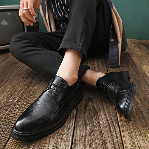 Japanese retro distressed lace-up casual leather shoes for men British and Korean style brogue groom and groomsmen men's shoes M22-L