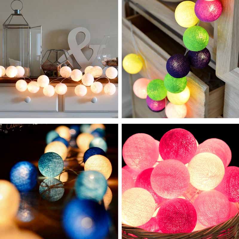 Cotton thread ball lights colored lights string lights bedroom transformation tent decoration girl heart rattan ball Red Red Nordic hanging lights