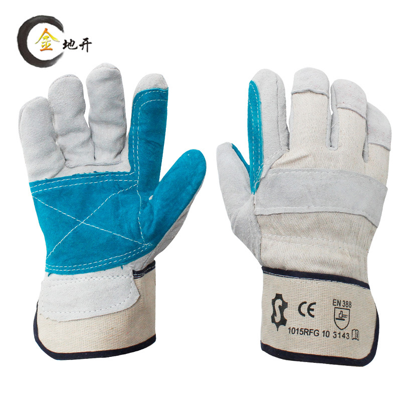 【杰人】二层加托电焊手套 二层牛皮 隔热 耐高温焊工 耐磨