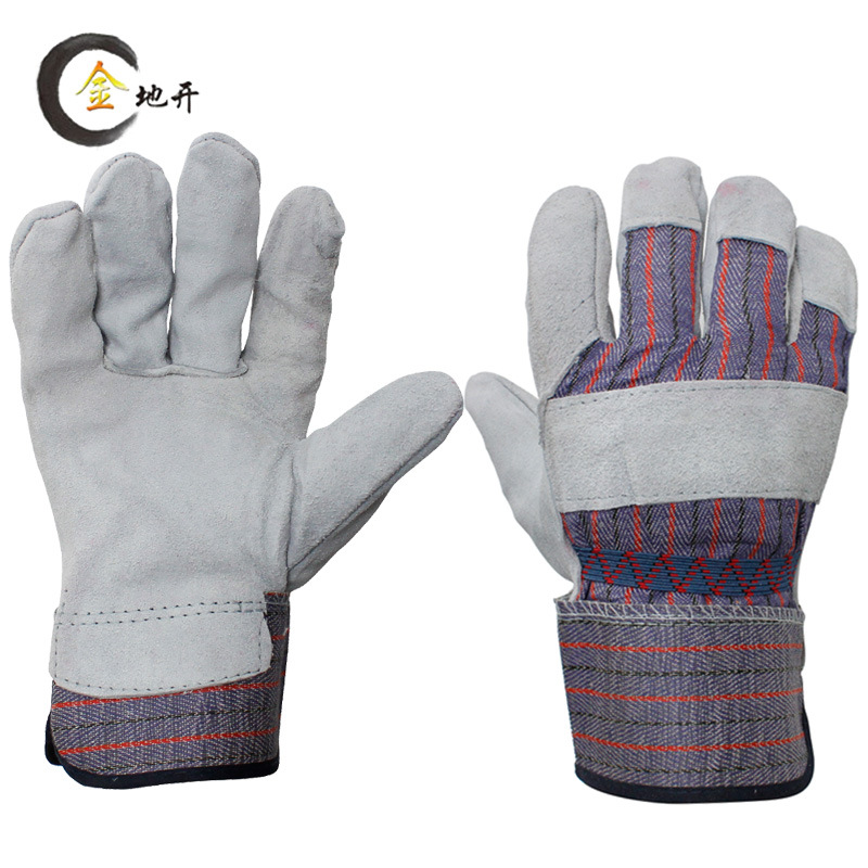 【杰人】二层连指电焊手套 半皮真皮牛皮防滑 耐磨隔热焊工劳保