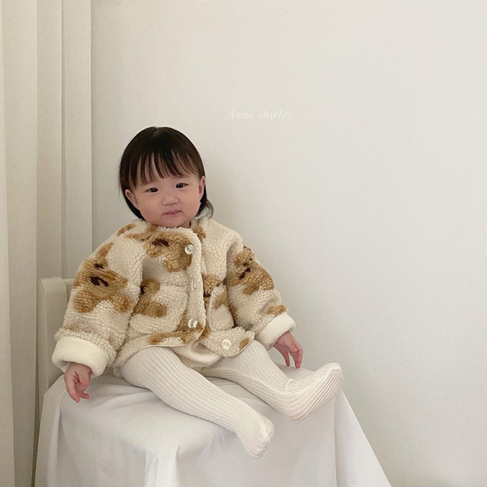 Ropa de invierno para Bebés Ropa de estilo coreano para niños bebé oso cabeza abrigo bebé niña forrado de lana cálida capa superior de dibujos animados