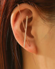 The new cold wind embedded ear hanging ear hanging personality simple puncture ear needle female lightning leaf auricular oblique earrings