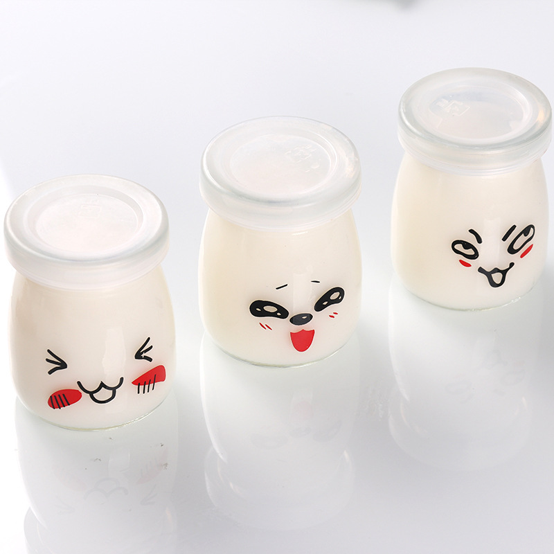 Taza de pudín con tapa botella de pudín de vidrio transparente tarro de miel jalea doble piel mousse de leche mini taza de yogur taza al por mayor