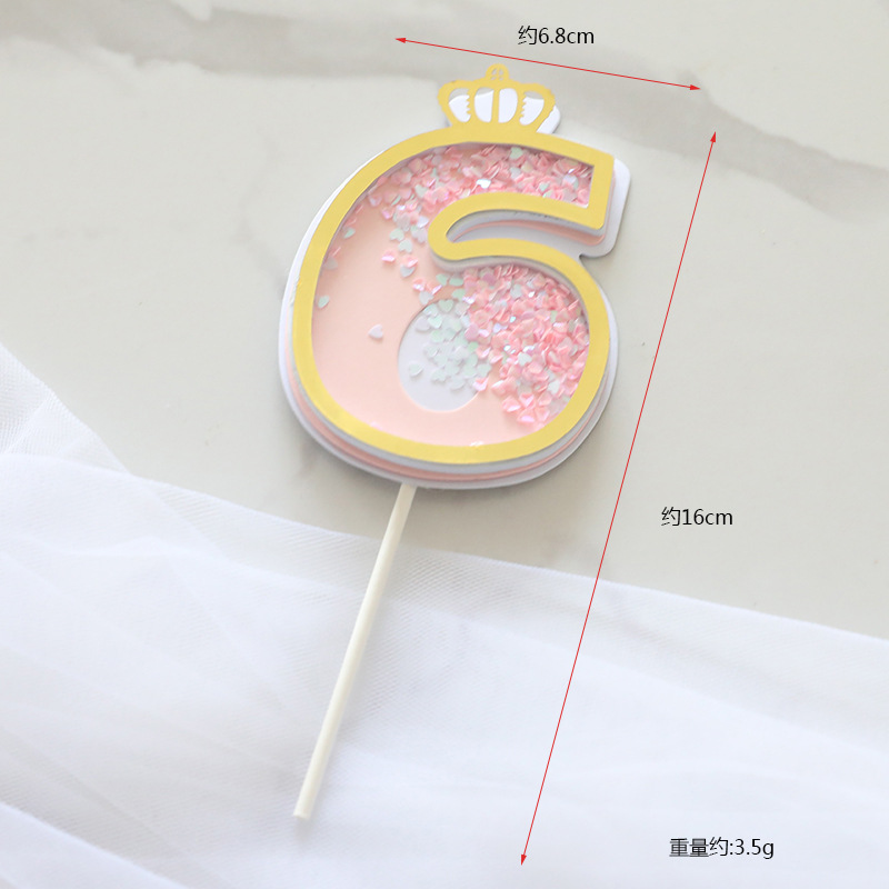 Fábrica directa pastel decoración creativa brillo rosa azul 0-9 Digital Cumpleaños pastel plug-in tarjeta de inserción de la torta