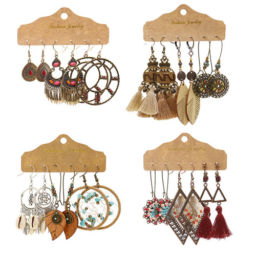 Three-piece earring set wholesale cross-border jewelry metal accessories drop-shaped oil drop earrings earring set combination