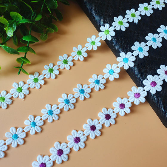 Tianteng wholesale color flower milk silk water soluble lace clothing home toys decorative auxiliary fabric width 2cm