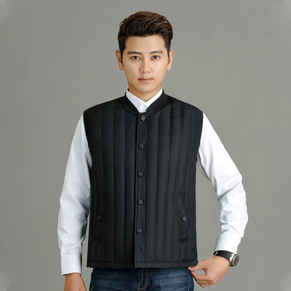 Новый Зимний пуховик для мужчин среднего возраста, теплый жилет на флисовой подкладке, жилет для мужчин среднего возраста, пуховик, жилет