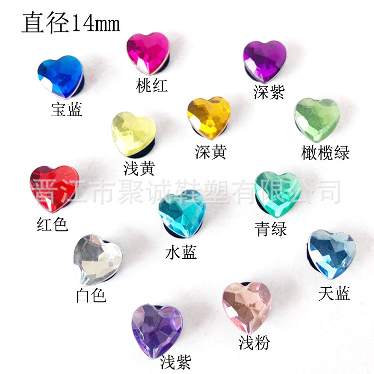Supply garden shoes heart-shaped crystal shoe flower shoe buckle rhinestone shoe flower hole shoes accessories acrylic cobalt stone shoe flower