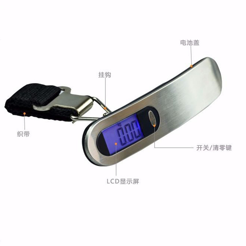 Balanza portátil de equipaje de acero inoxidable, mini báscula digital de alta precisión 50 kg con retroiluminación