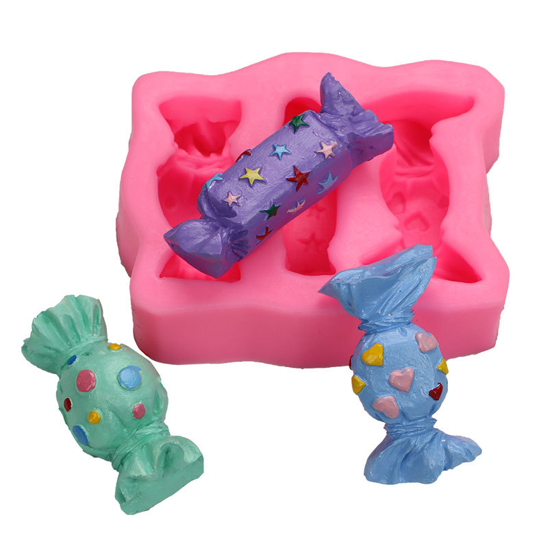 DIY fondant 3-pieza grande caramelo hecho a mano jabón molde de silicona pastel de chocolate decoración jalea arcilla epoxi molde