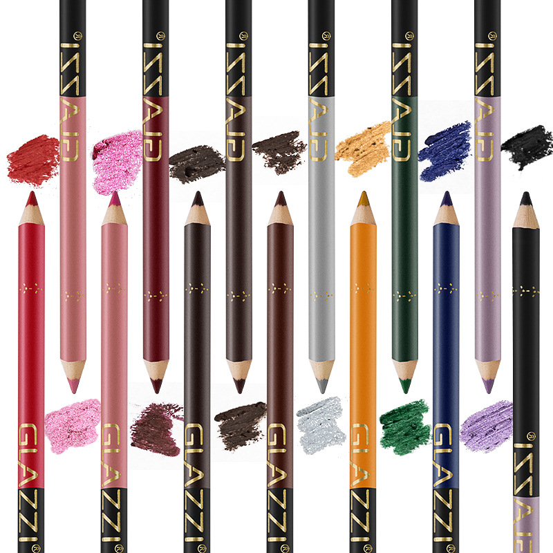 Nuevo glazzi madera pluma 12 color Eyeliner sombra de ojos lápiz ceja lápiz labio lápiz alto brillo pluma traje ventas directas de la fábrica