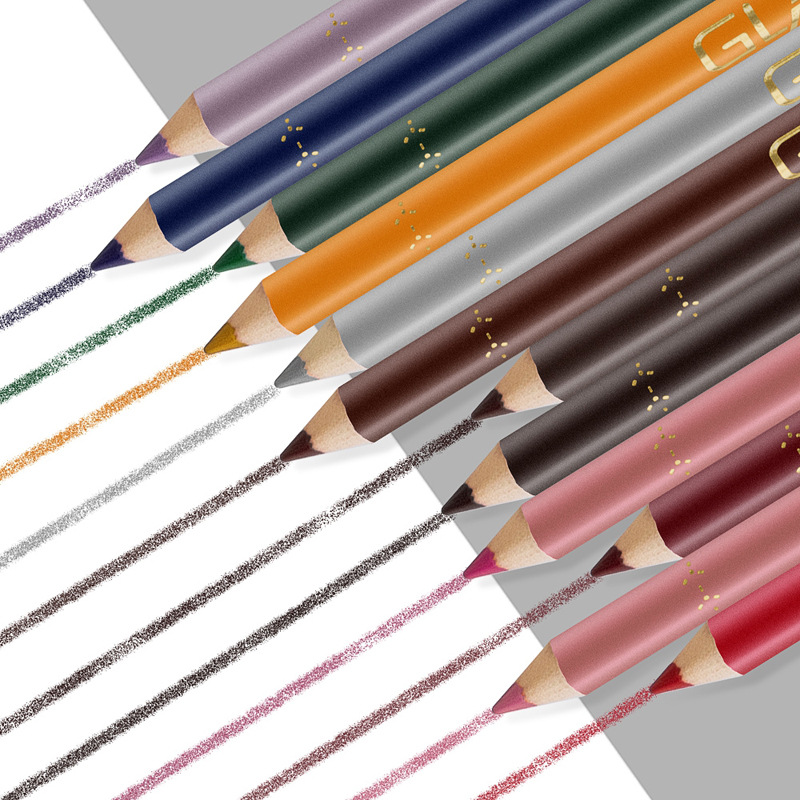 Nuevo glazzi madera pluma 12 color Eyeliner sombra de ojos lápiz ceja lápiz labio lápiz alto brillo pluma traje ventas directas de la fábrica