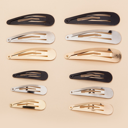 Thickened water drop BB clip metal oval hairpin gold and silver black diy headwear accessories handmade material hairpin wholesale