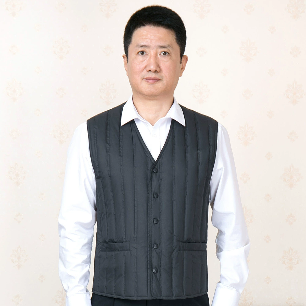 Папа вниз жилет лайнер легкий теплый плюс размер пожилого жилет Легкий бесшовный теплый пуховый жилет