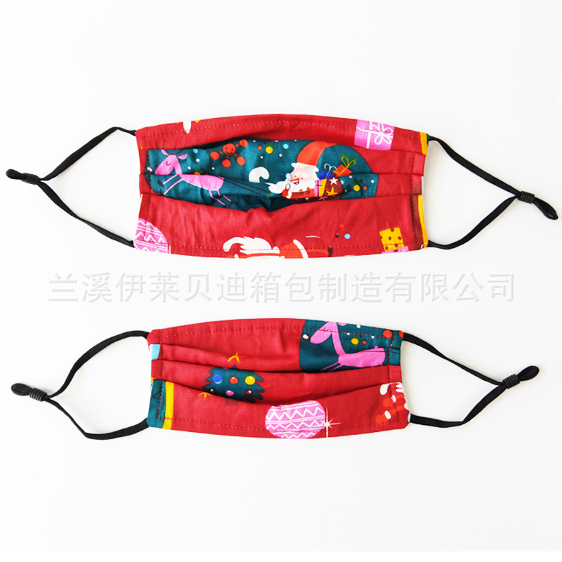 厂家直销新款跨境圣诞节口罩纯棉可水洗防尘面罩大量现货量大议价