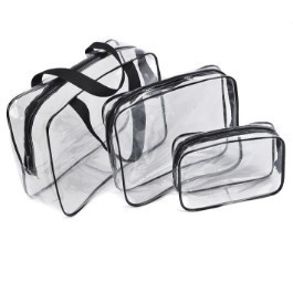 Manufacturer travel transparent toiletry three-piece set PVC cosmetic bag waterproof toiletry bag portable storage bag logo
