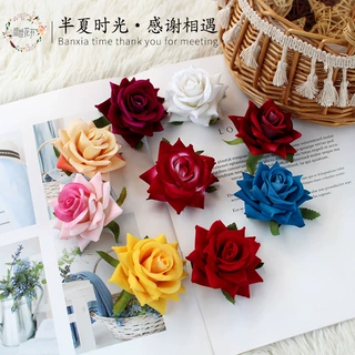 迷你玫瑰花头绒布角玫帽子装饰厂家批发仿真花胸花制作花材人造花