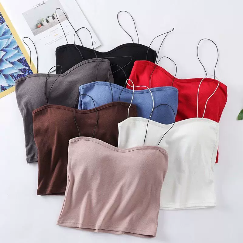 抖音透气性感海绵垫吊带美背打底抹胸内衣裹胸带胸垫内搭外穿背心