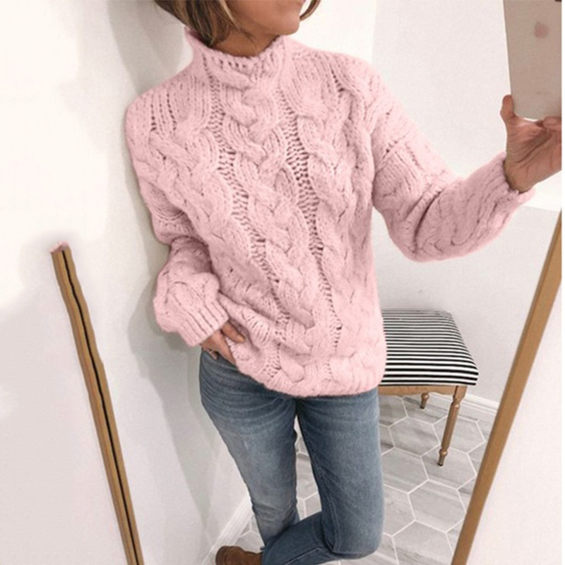 Suéter de punto de cuello alto para mujer