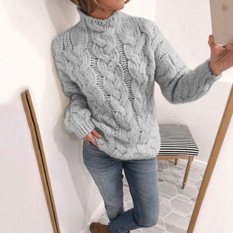 Suéter de punto de cuello alto para mujer