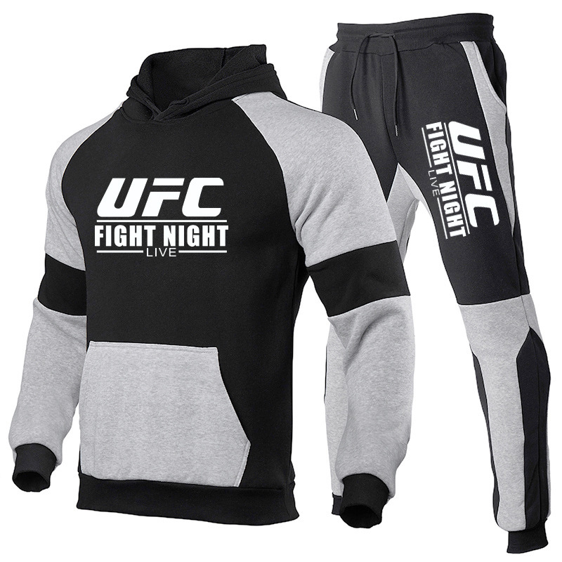 New Fashion Men's Ufc Printed Trendy Brand Hoodie Set Autumn and Winter Fleece Sports Sweatshirt and Sweatpants New Fashion Men's Ufc Printed Trendy Brand Hoodie Set Autumn and Winter Fleece Sports Sweatshirt and Sweatpants