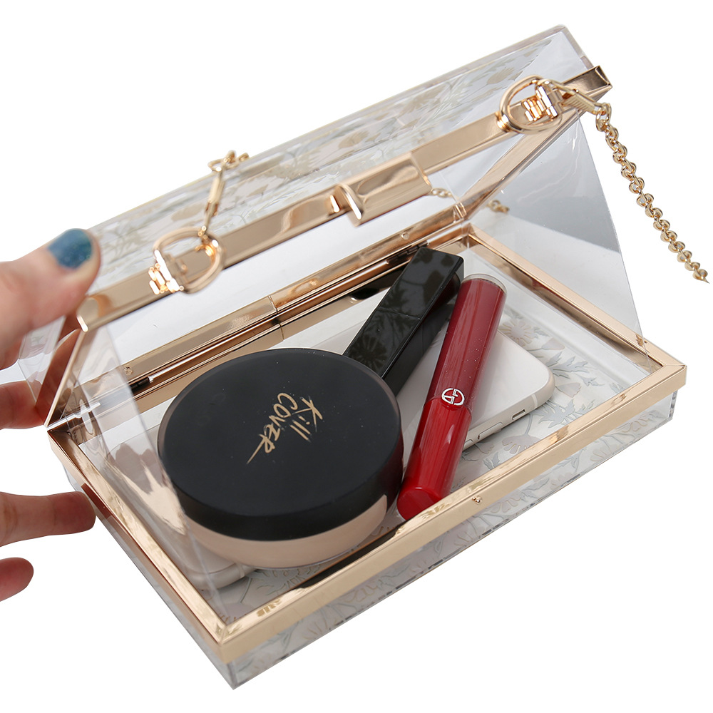 Nuevo acrílico transparente Daisy Bolsa De mujer casual todo partido bolso de hombro fiesta banquete vestido cadena bolsa banquete bolsa