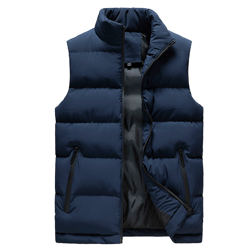 Extra grande tamaño abajo Chaleco de algodón hombres Otoño e Invierno gordo casual estilo coreano chaqueta caliente sin mangas chaleco moda image 3