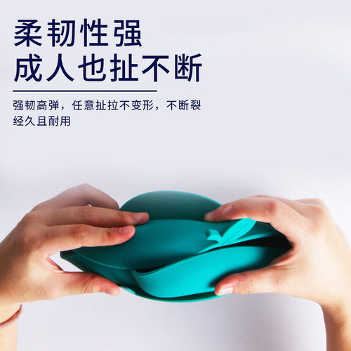 Children's silicone small dinner plate, one-piece compartment, baby food supplement, cartoon silicone bowl with suction cup, children's feeding tableware