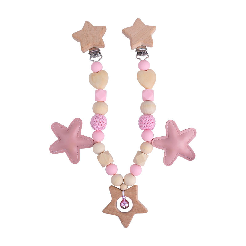 DIY sonajero de cinco puntas estrella juguete cuna cochecito coche colgando accesorios bebé chupete cadena mordedor juego molar