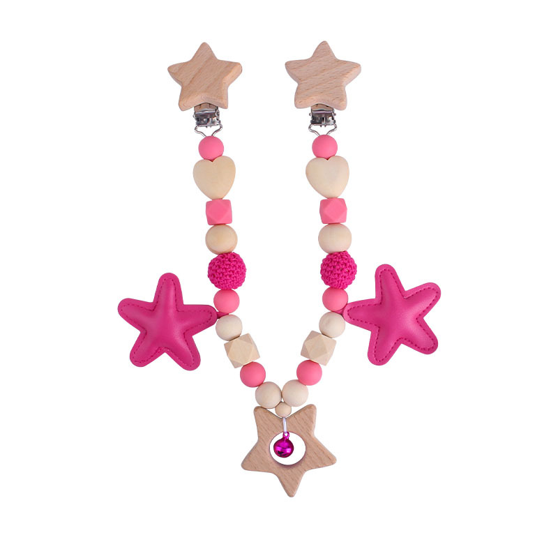 DIY sonajero de cinco puntas estrella juguete cuna cochecito coche colgando accesorios bebé chupete cadena mordedor juego molar