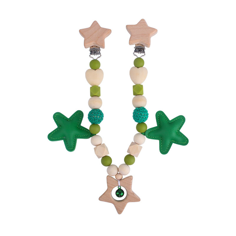 DIY sonajero de cinco puntas estrella juguete cuna cochecito coche colgando accesorios bebé chupete cadena mordedor juego molar