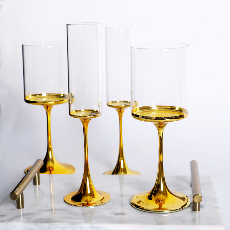 Golden glass modern wineglass for home use