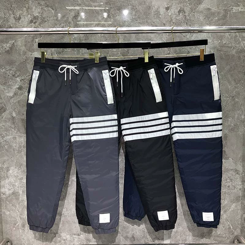 TIME BREATHE TB пуховые брюки мужские модные брендовые утолщенные четыре полосы верхняя одежда брюки на утином пуху Холодостойкие теплые брюки