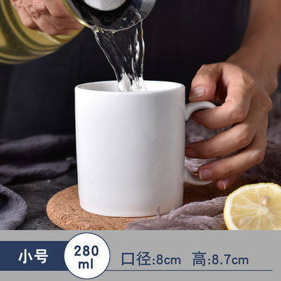 クリエイティブギフト肥厚純白セラミックウォーターカップコーヒードリンクマグオフィスカップハンドル卸売|undefined