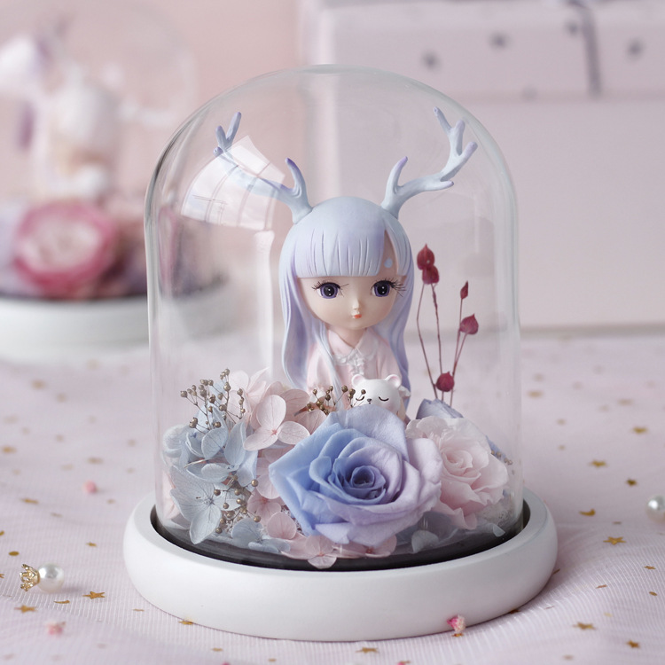 Adorno de Cristal con Flor Preservada, Rosa Degradada, Regalo de San Valentín, Adorno de Flor Preservada de Yunnan al por Mayor