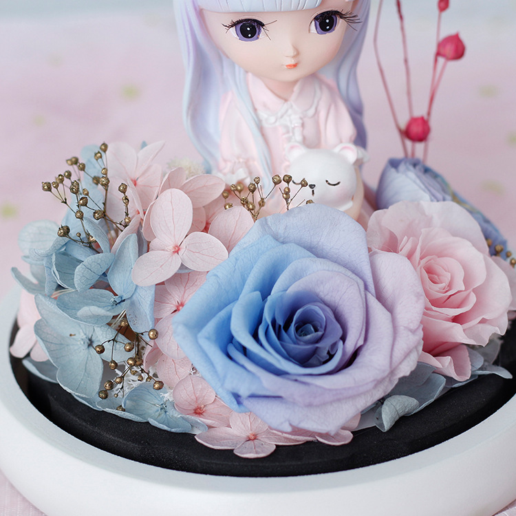 Adorno de Cristal con Flor Preservada, Rosa Degradada, Regalo de San Valentín, Adorno de Flor Preservada de Yunnan al por Mayor