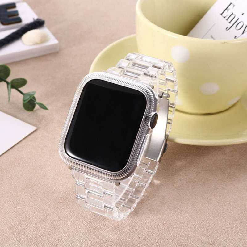 Suitable for iwatch9/8 Strap Resin Transparent Glacier Fluorescent Transparent Three Bead Chain Apple S10 Case Japanese and Korean Suitable for iwatch9/8 Strap Resin Transparent Glacier Fluorescent Transparent Three Bead Chain Apple S10 Case Japanese and Korean