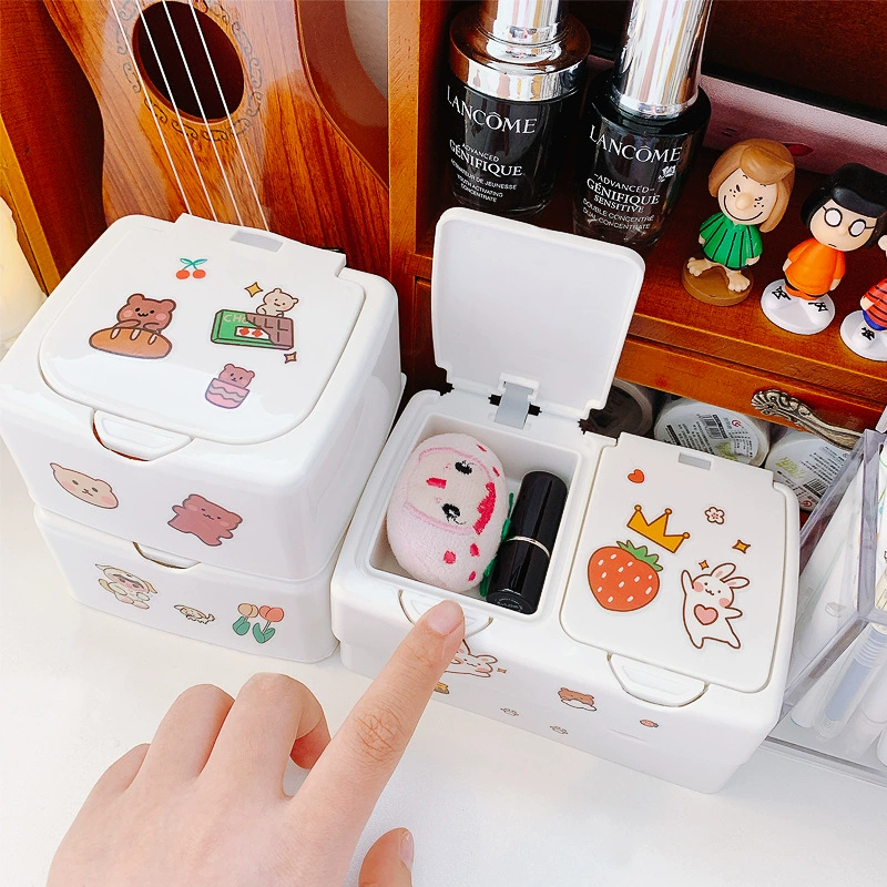 Desktop storage box, minimalist INS style, push‑button lid, single or double compartment