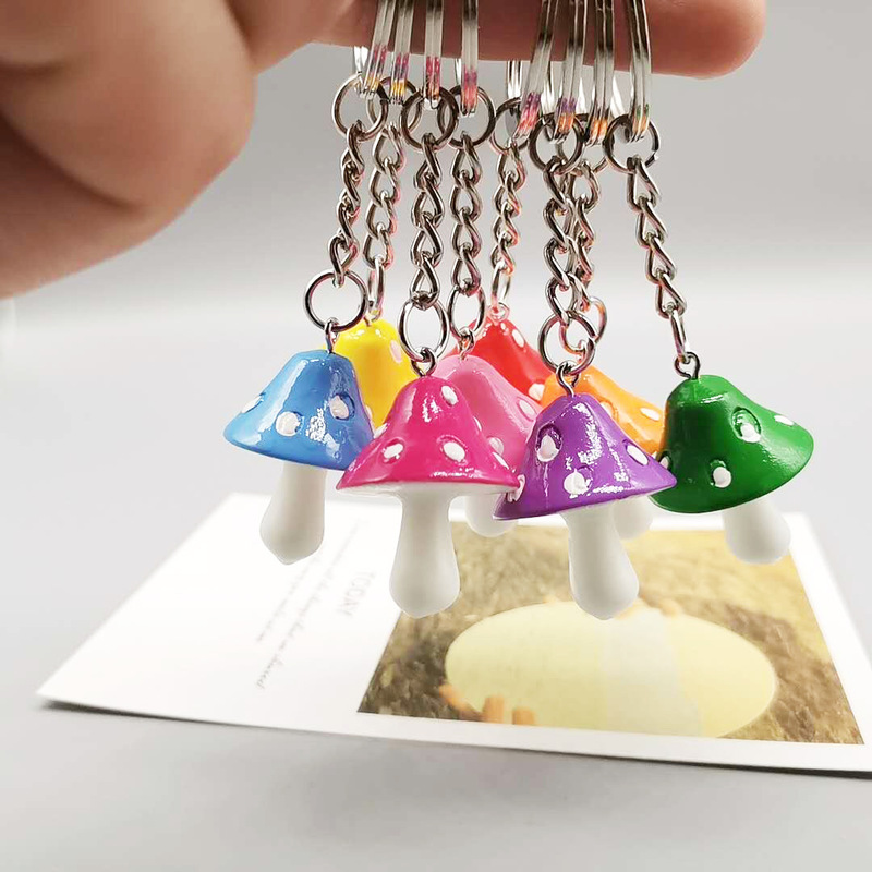 Creative Colorful Small Mushroom Keychain Bag Pendant Resin Cartoon Mushroom Pendant Promotional Gift Giveaway Wholesale Creative Colorful Small Mushroom Keychain Bag Pendant Resin Cartoon Mushroom Pendant Promotional Gift Giveaway Wholesale