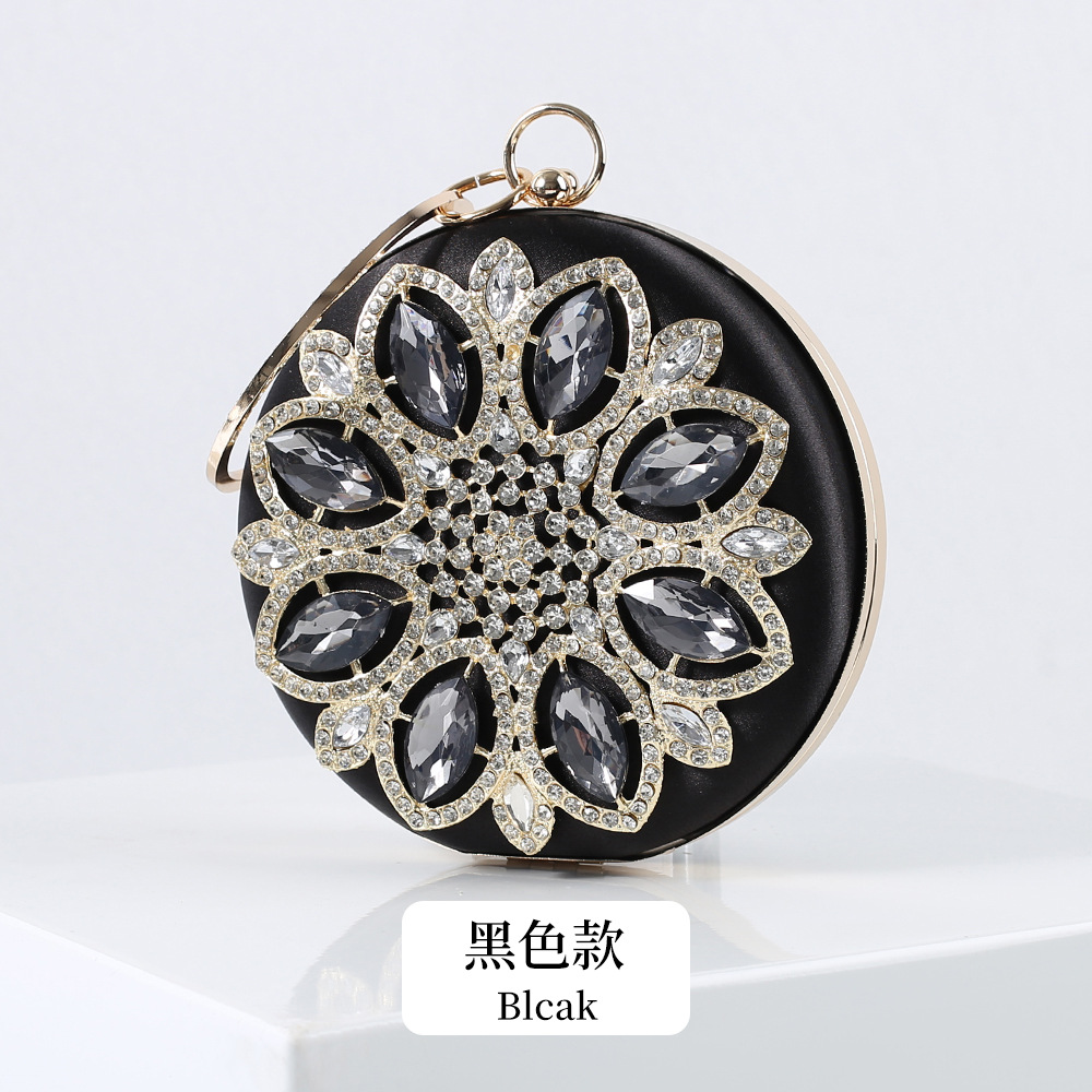 Bolso de noche incrustado en diamantes de moda transfronteriza bolso de mujer vintage de seda bolso redondo crossbody de mano bolso cheongsam rhinestone del todo fósforo para mujer