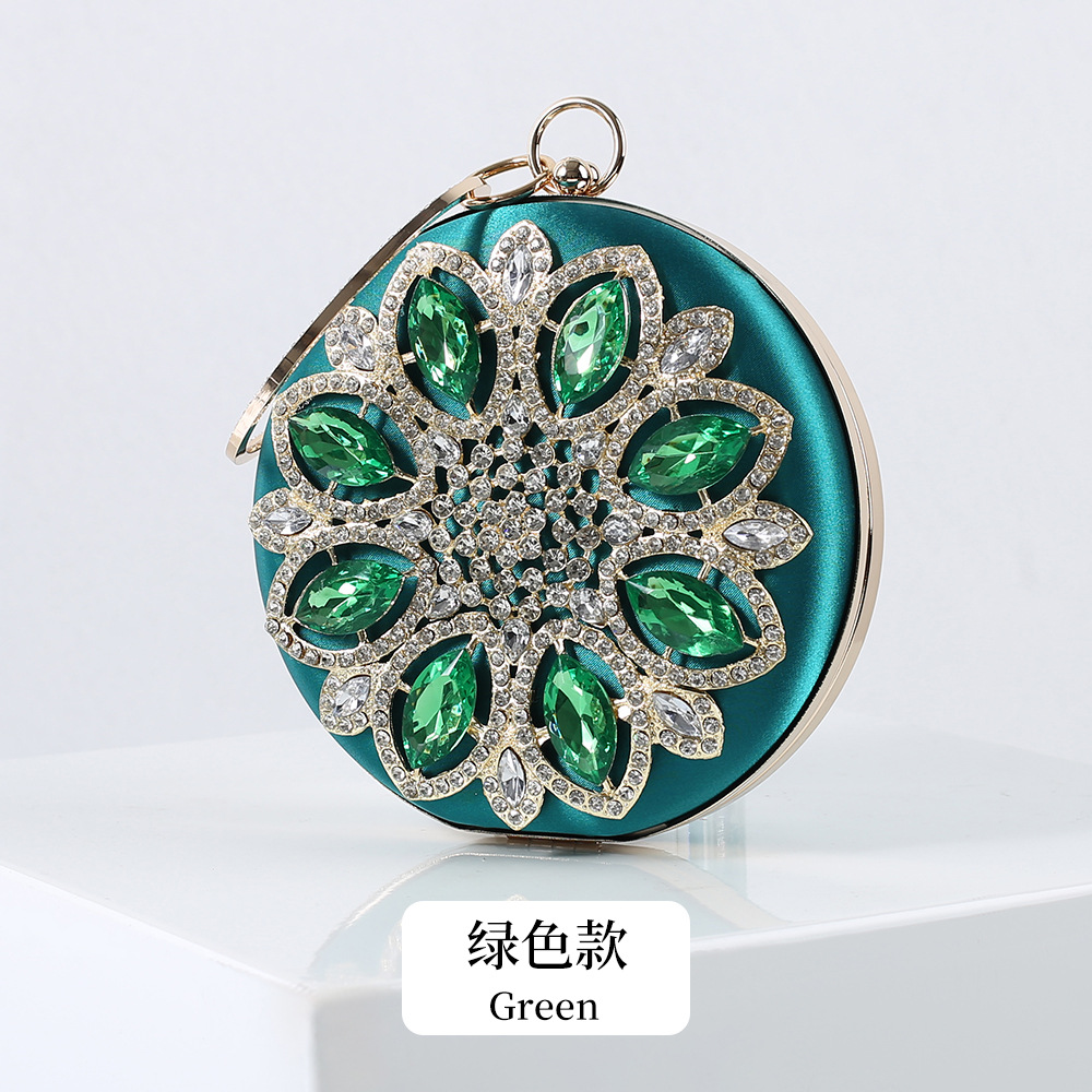 Bolso de noche incrustado en diamantes de moda transfronteriza bolso de mujer vintage de seda bolso redondo crossbody de mano bolso cheongsam rhinestone del todo fósforo para mujer