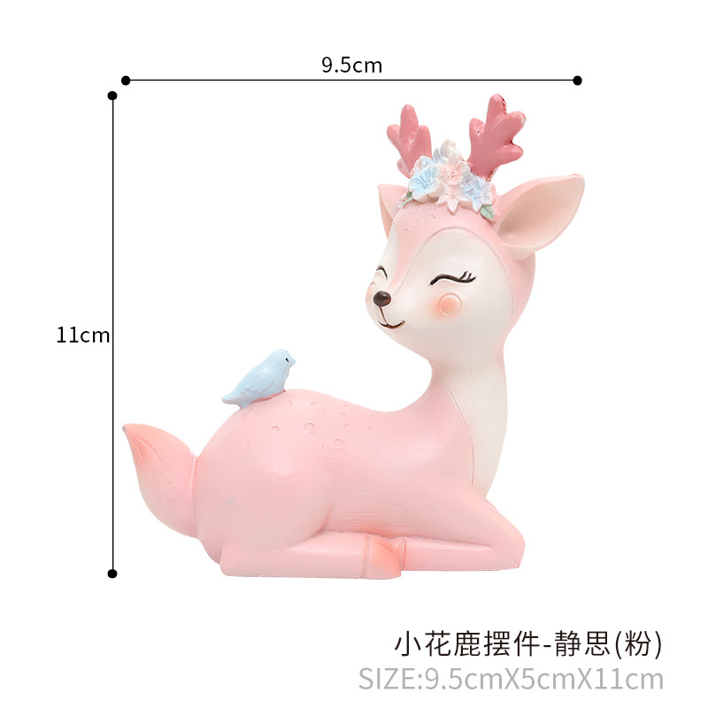 Lindo Sika ciervos coche central de control de resina decorativa decoración creativa de dibujos animados elegante pequeña flor ciervos decoración del hogar al por mayor